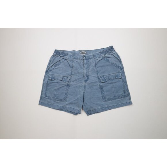 Vintage 90s Streetwear Mens 38 Faded Stonewash Above Knee Canvas Cargo Shorts - Picture 1 of 10